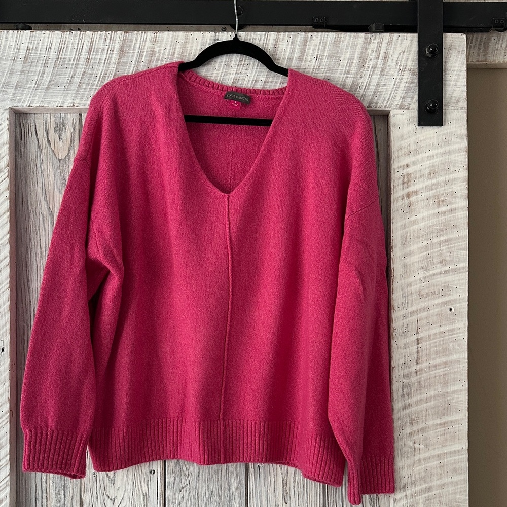 Vince Camuto Fuchsia V-Neck Sweater